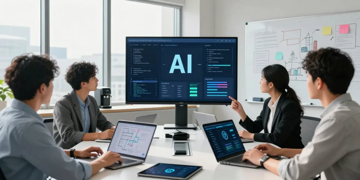 Team collaborating on AI Employee strategies in a modern office